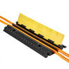 VEVOR Cable Protector Ramp, 22,000 lbs/axle Capacity, 2 Channel Heavy Duty Rubber Cord Hose Wire Cover, 2.2 x 2 in Channel, Traffic Speed Bump with Flip-Open Top Cover, for Indoor Outdoor, 1 Pack