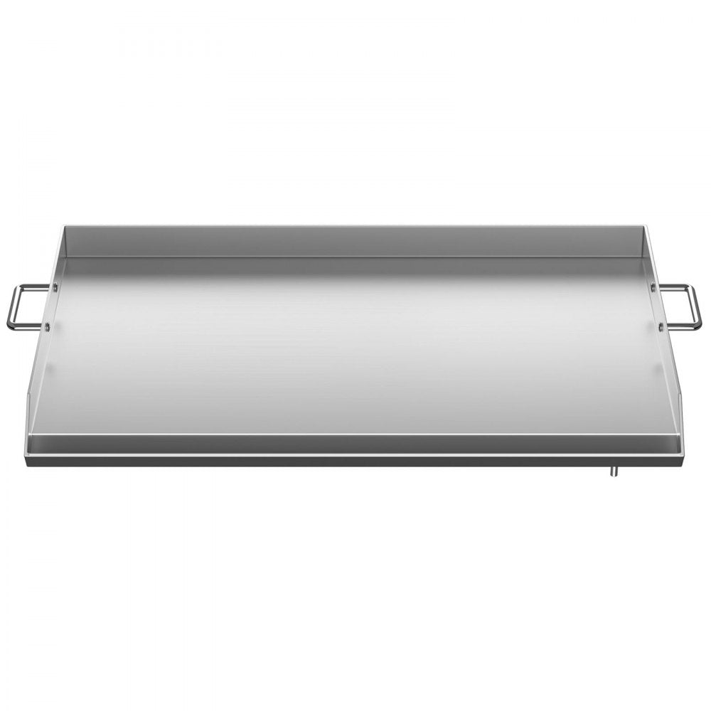 VEVOR Stainless Steel Griddle,32" X 17" Universal Flat Top Rectangular Plate , BBQ Charcoal/Gas Grill with 2 Handles and Grease Groove with Hole，Grills for Camping, Tailgating and Parties .