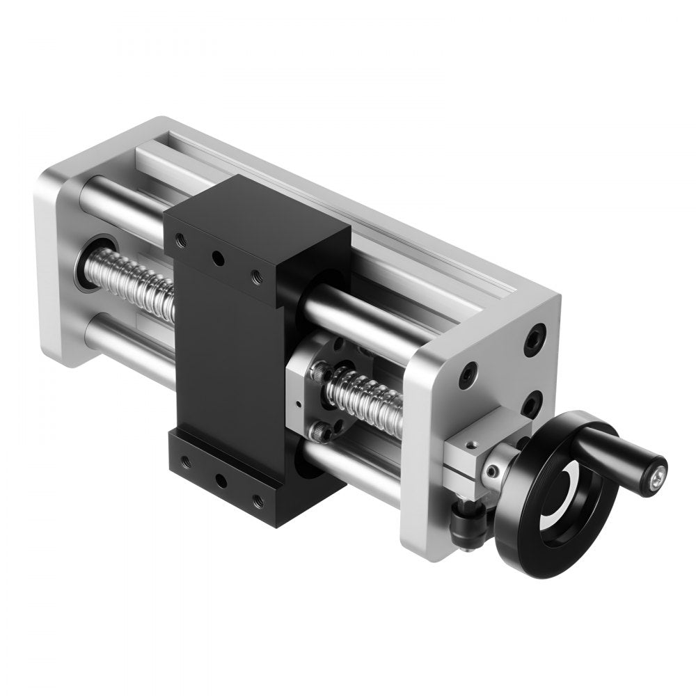 VEVOR Linear Stage Actuator, 100 mm Effective Stroke, Ball Screw CNC Linear Motion Guide Rail, Double Optical Axis, C7 High-Precision, Bearing Slide Block, Manual Handwheel, for CNC Router X Y Z Axis