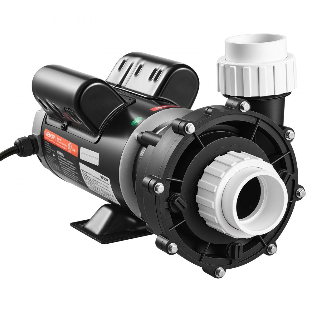 VEVOR SPA Pump 2.5HP Hot Tub Pump 2 Speed 48 Frame with 1.5" & 2" Port, 230V, 175 GPM High Speed & 66 GPM Low Speed, 90° Rotational Interface, SPA Bath Water Circulation, Compatible with OEM Models
