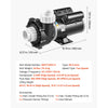 VEVOR SPA Pump 3HP Hot Tub Pump 2 Speed 48 Frame with 1.5" & 2" Port, 230V, 190 GPM High Speed & 90 GPM Low Speed, 90° Rotational Interface, SPA Bath Water Circulation, Compatible with OEM Models