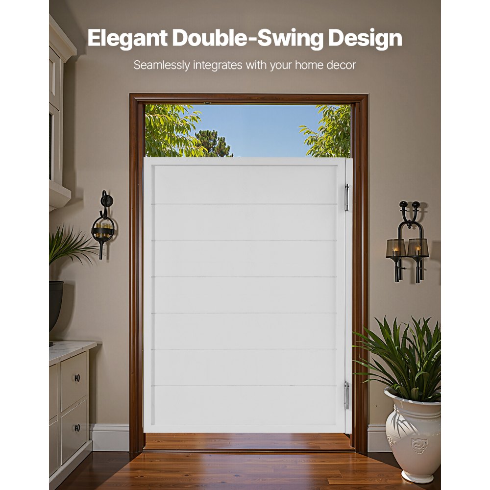 VEVOR Saloon Doors, 32"W x 42" H Single Swinging Cafe Interior Doors, Square Design Premium Pine Wood, with Hinges & Hardware Kit, Easy to Install, for Hallway Kitchen Bar Pub Entrance, White