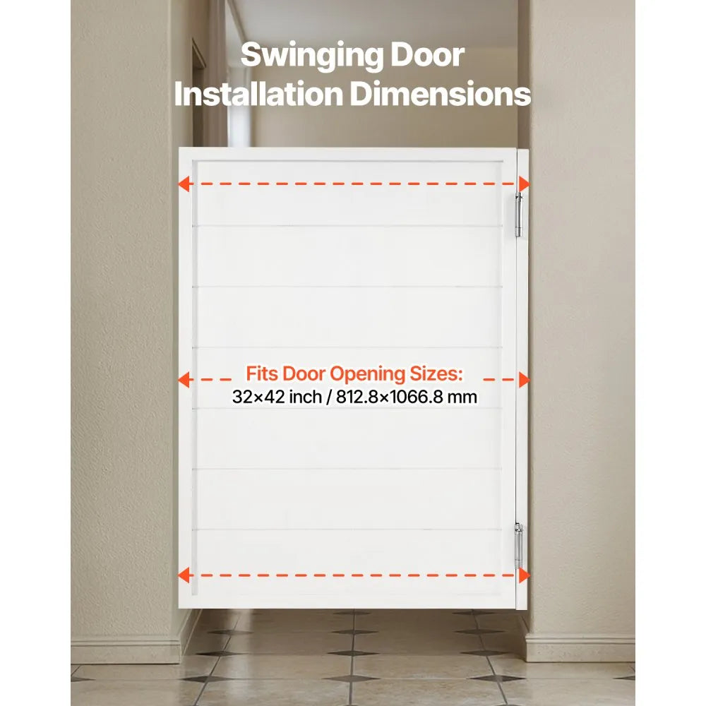 VEVOR Saloon Doors, 32"W x 42" H Single Swinging Cafe Interior Doors, Square Design Premium Pine Wood, with Hinges & Hardware Kit, Easy to Install, for Hallway Kitchen Bar Pub Entrance, White