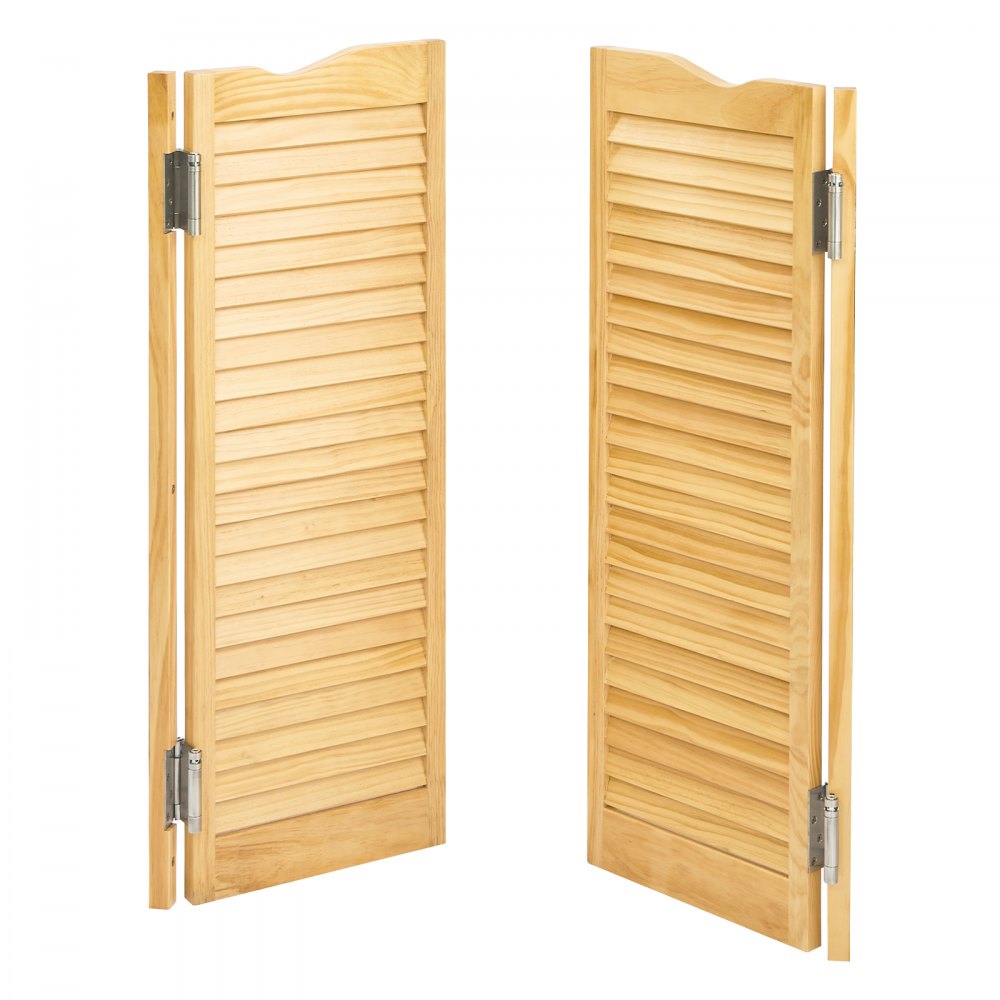 VEVOR Double Saloon Doors, 32"W x 42" H Arched Top Interior Swinging Cafe Doors, Premium Pine Wood, with Hinges & Hardware Kit, Easy to Install, for Hallway Kitchen Bar Pub Entrance, Log Color