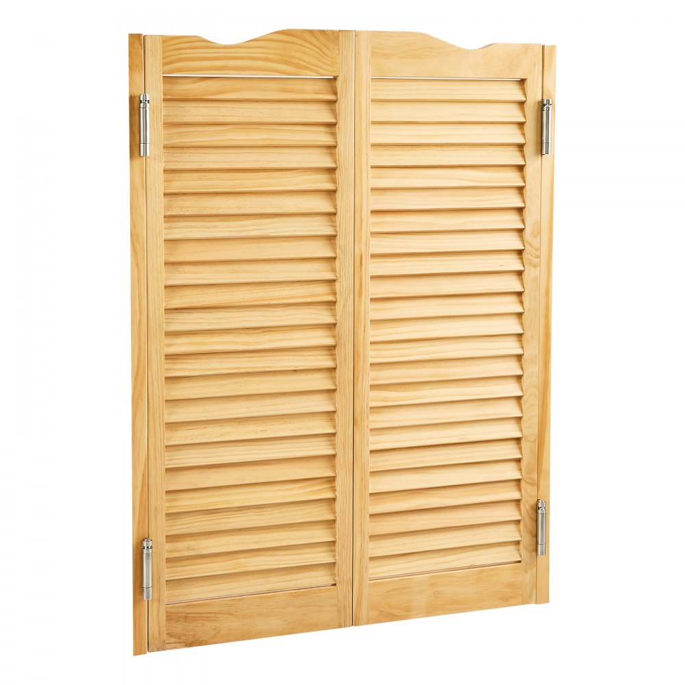 VEVOR Double Saloon Doors, 32"W x 42" H Arched Top Interior Swinging Cafe Doors, Premium Pine Wood, with Hinges & Hardware Kit, Easy to Install, for Hallway Kitchen Bar Pub Entrance, Log Color