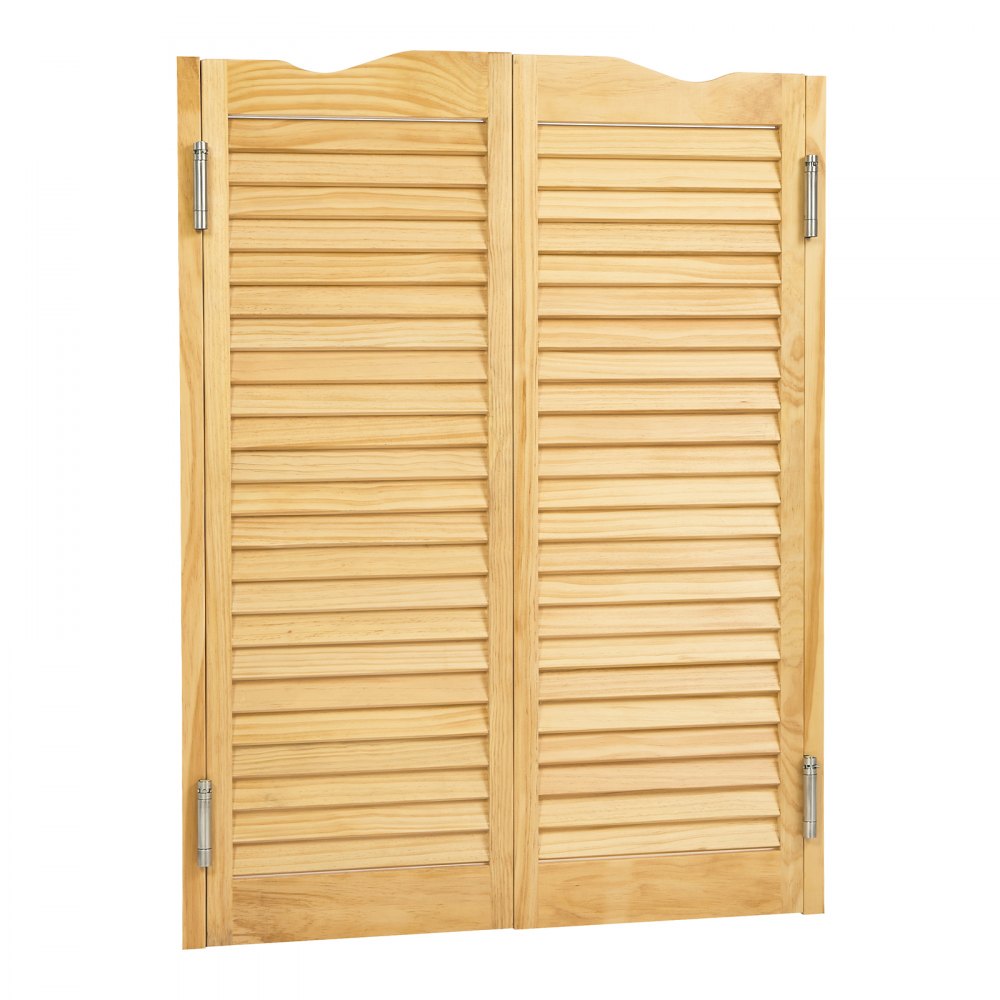VEVOR Double Saloon Doors, 32"W x 42" H Arched Top Interior Swinging Cafe Doors, Premium Pine Wood, with Hinges & Hardware Kit, Easy to Install, for Hallway Kitchen Bar Pub Entrance, Log Color