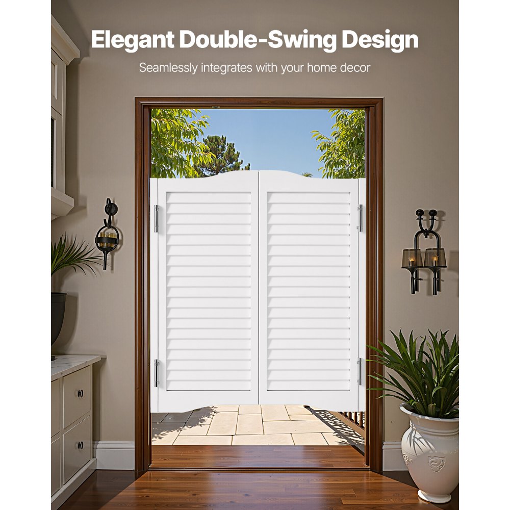 VEVOR Double Saloon Doors, 36"W x 36" H Arched Top Interior Swinging Cafe Doors, Premium Pine Wood, with Hinges & Hardware Kit, Easy to Install, for Hallway Kitchen Bar Pub Entrance, White