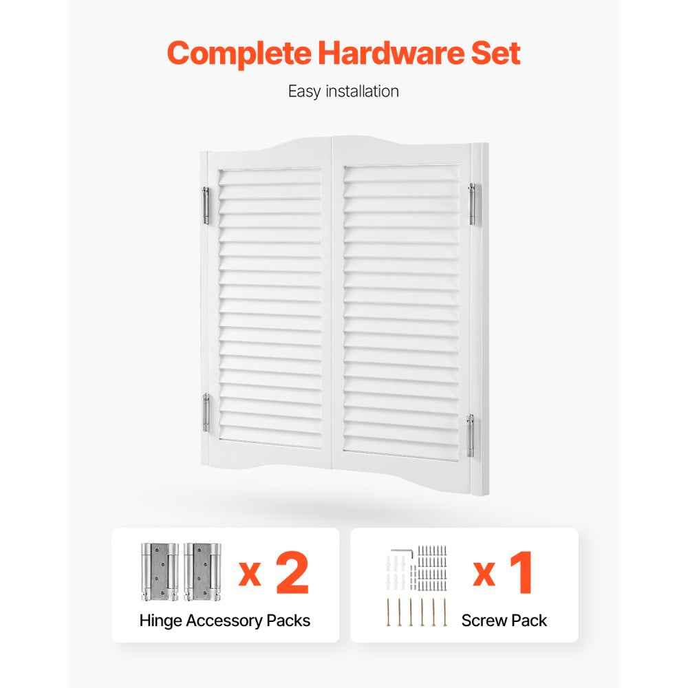 VEVOR Double Saloon Doors, 36"W x 36" H Arched Top Interior Swinging Cafe Doors, Premium Pine Wood, with Hinges & Hardware Kit, Easy to Install, for Hallway Kitchen Bar Pub Entrance, White