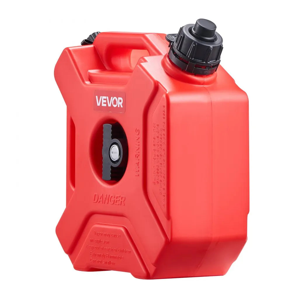 VEVOR Fuel Container, 1.3 Gallon, Gas Can with Spout and Lockable Bracket, 15 L/min Max Flow Rate, Secure & Leak-proof, Portable Flat Fluid Container for Most Cars Motorcycle ATV UTV, Red