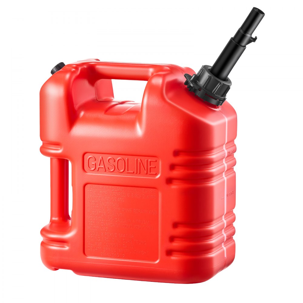 VEVOR Fuel Container, 2.5 Gallon, Gas Tank with Spout & Clear Scale, 15 L/min Max Flow Rate, Secure & Leak-proof, Portable Flat Fluid Container for Most Cars Motorcycle ATV UTV, Red, 1 Pack