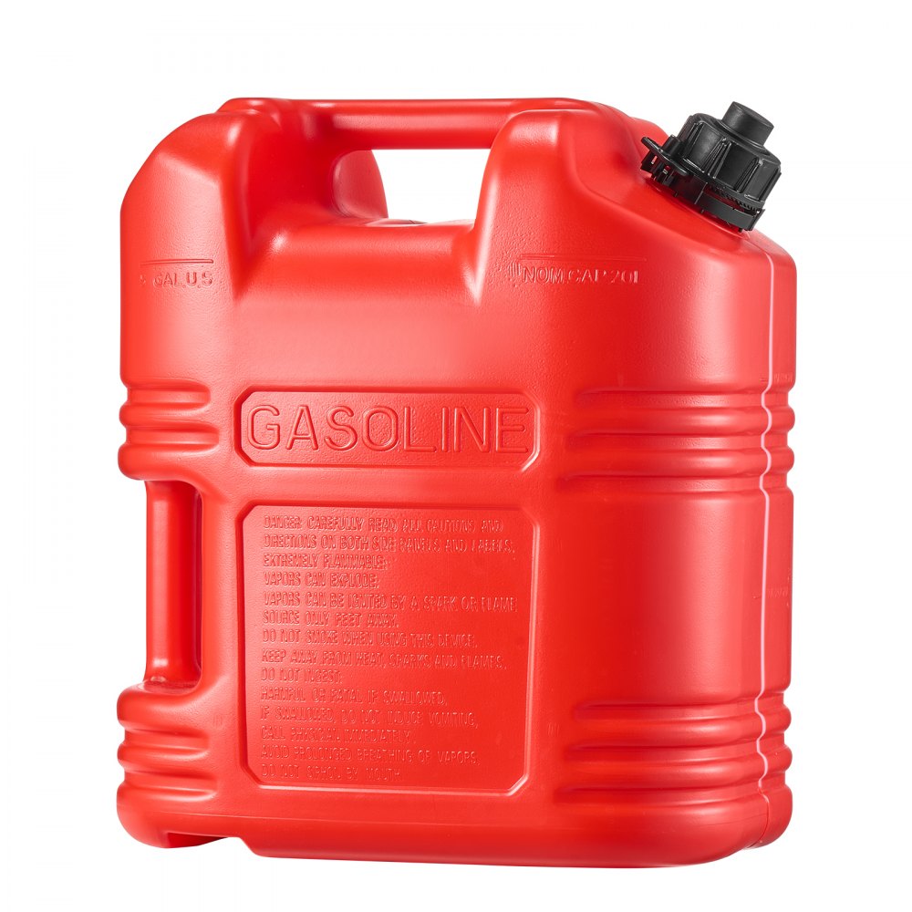 VEVOR Fuel Container, 5 Gallon, Gas Tank with Spout & Clear Scale, 15 L/min Max Flow Rate, Secure & Leak-proof, Portable Flat Fluid Container for Most Cars Motorcycle ATV UTV, Red, 1 Pack