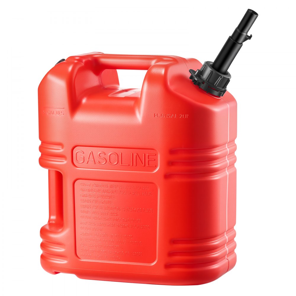 VEVOR Fuel Container, 5 Gallon, Gas Tank with Spout & Clear Scale, 15 L/min Max Flow Rate, Secure & Leak-proof, Portable Flat Fluid Container for Most Cars Motorcycle ATV UTV, Red, 1 Pack