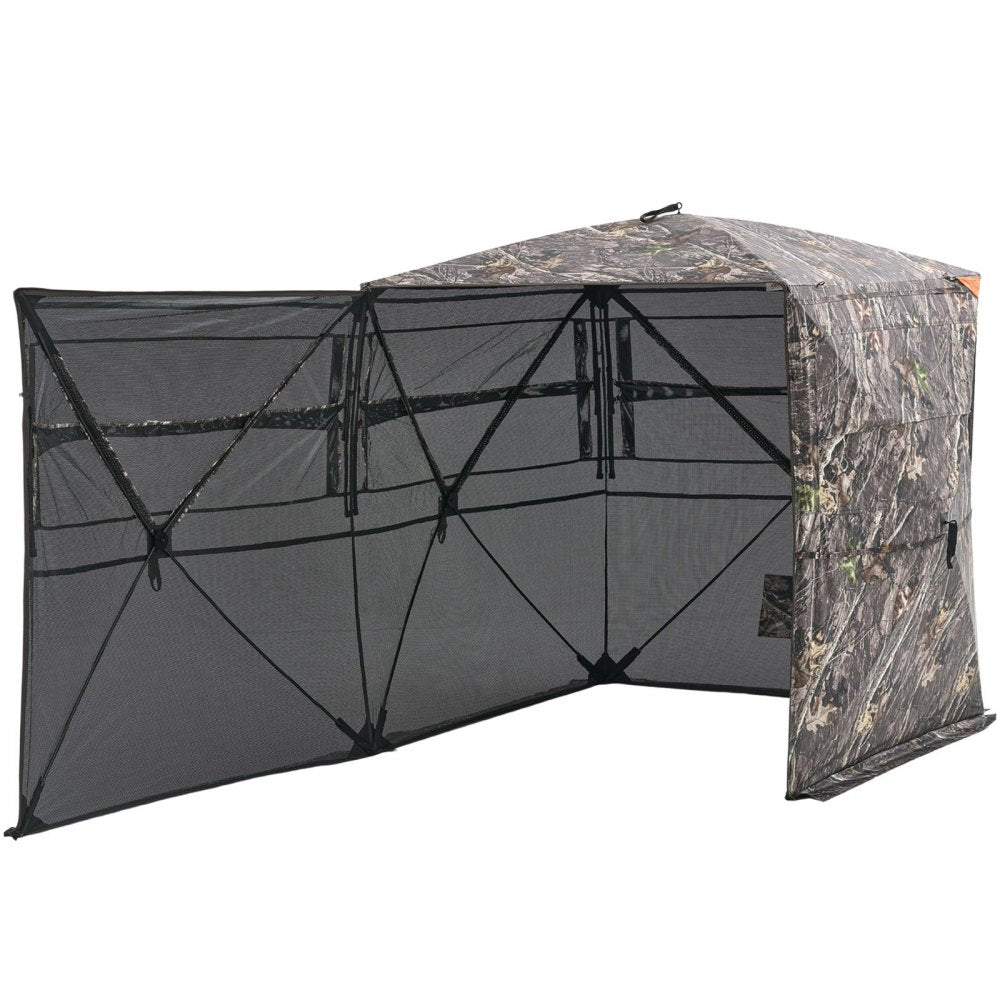 VEVOR Hunting Blind, 2-3 Person See Through Ground Blinds with Carrying Bag, 360 Degree Portable Camouflage Tent, Durable Concealed Shelter with Silent Side Door and Window, for Turkey and Deer