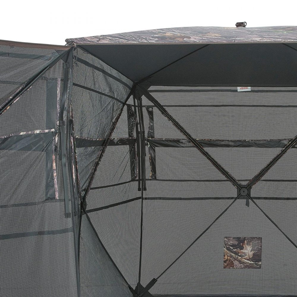 VEVOR Hunting Blind, 2-3 Person See Through Ground Blinds with Carrying Bag, 360 Degree Portable Camouflage Tent, Durable Concealed Shelter with Silent Side Door and Window, for Turkey and Deer