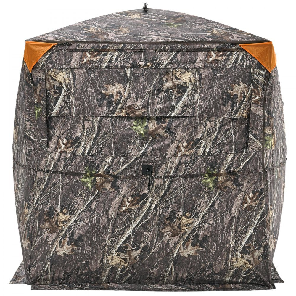 VEVOR Hunting Blind, 2-3 Person See Through Ground Blinds with Carrying Bag, 360 Degree Portable Camouflage Tent, Durable Concealed Shelter with Silent Side Door and Window, for Turkey and Deer