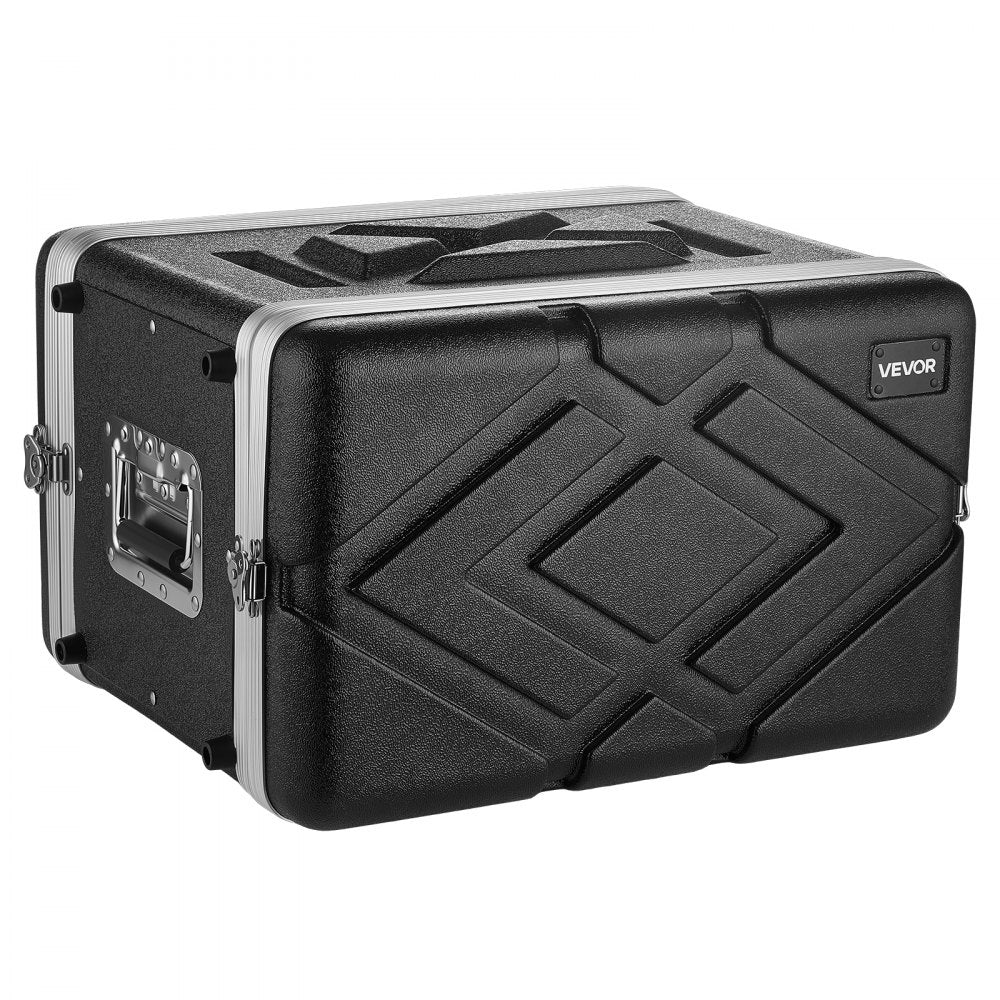 VEVOR 6U Rack Case, 14 in Depth, Server Rack Cabinet Shallow with ABS Construction, Recessed Twist Latches, Detachable Front & Back Cover, Easy Installation, for Amplifier, 11.4 in Internal Depth