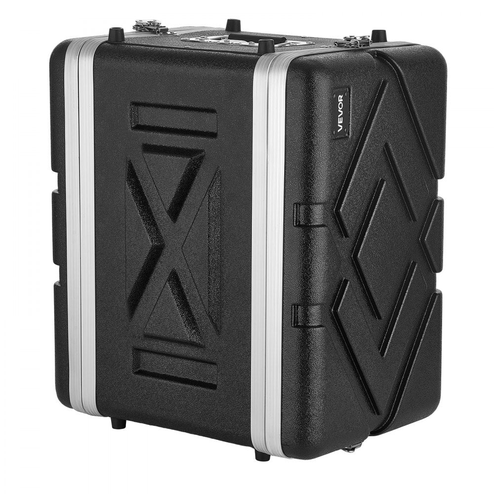 VEVOR 6U Rack Case, 14 in Depth, Server Rack Cabinet Shallow with ABS Construction, Recessed Twist Latches, Detachable Front & Back Cover, Easy Installation, for Amplifier, 11.4 in Internal Depth