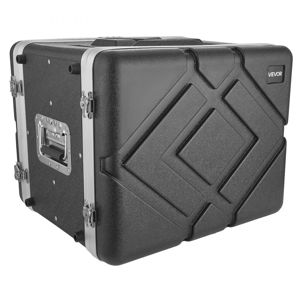 VEVOR 8U Rack Case, 14 in Depth, Server Rack Cabinet Shallow with ABS Construction, Recessed Twist Latches, Detachable Front & Back Cover, Easy Installation, for Amplifier, 11.4 in Internal Depth