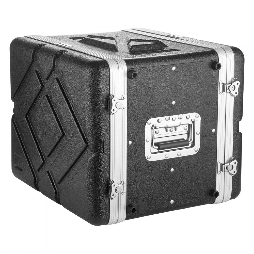 VEVOR 8U Rack Case, 14 in Depth, Server Rack Cabinet Shallow with ABS Construction, Recessed Twist Latches, Detachable Front & Back Cover, Easy Installation, for Amplifier, 11.4 in Internal Depth