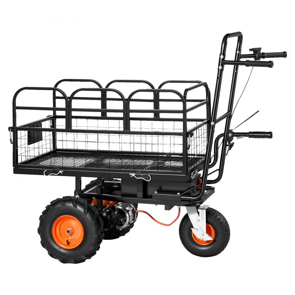VEVOR Electric Utility Cart, 36V 432Wh Battery Powered Electric Wagon, 500W Power Wheelbarrow with Brake, 500 lbs Load Heavy Duty Steel Garden Cart for Farm and Yard All Purpose Modular Cargo Bed