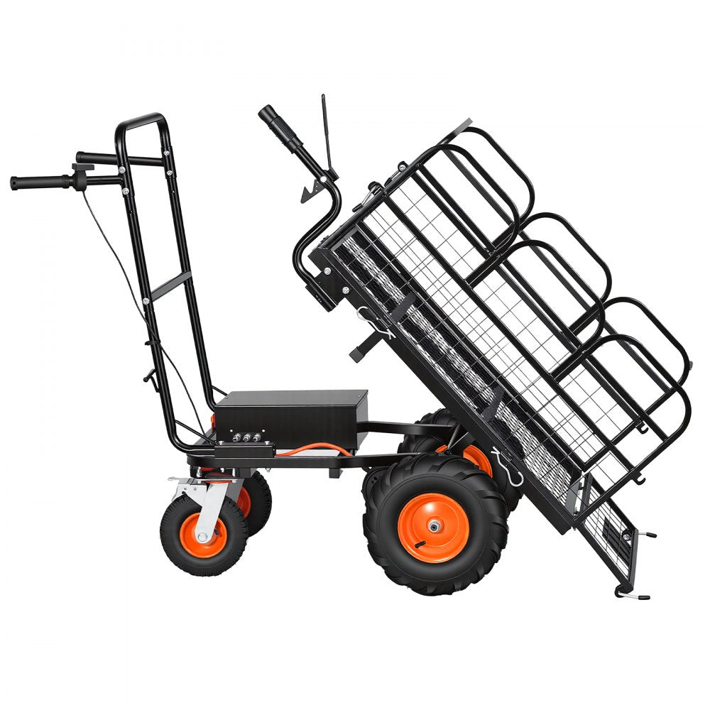 VEVOR Electric Utility Cart, 36V 432Wh Battery Powered Electric Wagon, 500W Power Wheelbarrow with Brake, 660 lbs Load Heavy Duty Steel Garden Cart for Farm and Yard All Purpose Modular Cargo Bed
