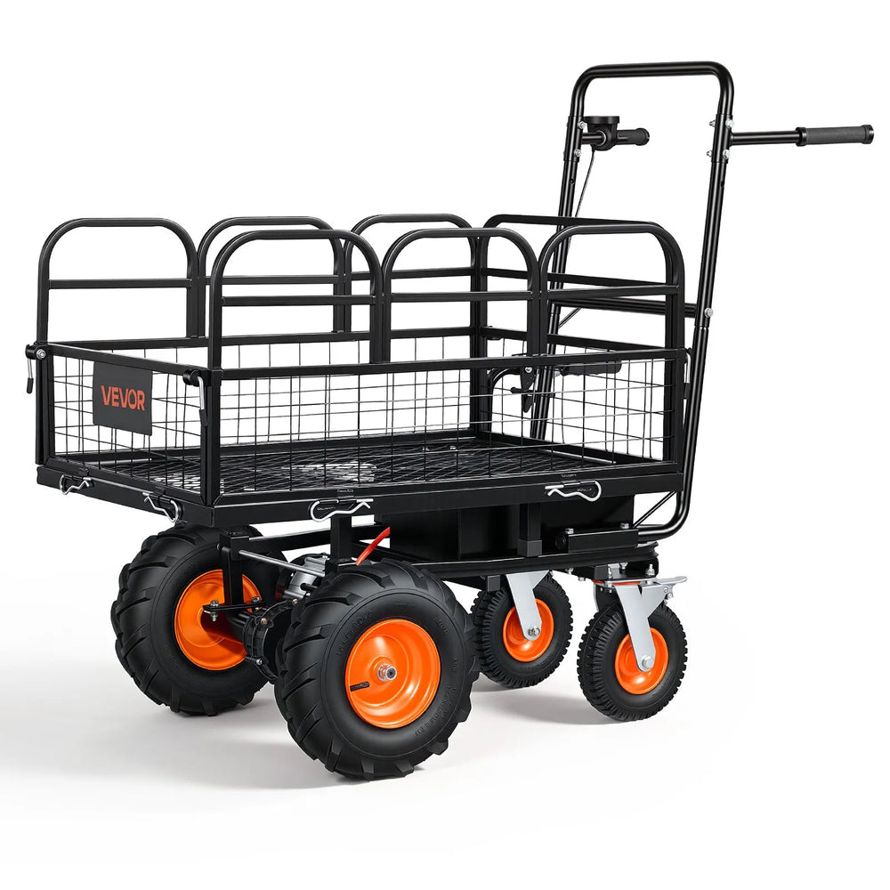 VEVOR Electric Utility Cart, 36V 432Wh Battery Powered Electric Wagon, 500W Power Wheelbarrow with Brake, 660 lbs Load Heavy Duty Steel Garden Cart for Farm and Yard All Purpose Modular Cargo Bed