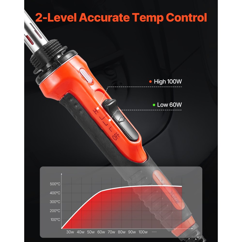 VEVOR Plastic Welder Kit, 60W/100W Dual-Power Plastic Welding Soldering Iron with 3 Welding Tips and 20 Welding Rods, Professional Plastic Repair Welding Tool for Car Bumper, Kayaks, Toys, Electronics