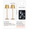 VEVOR Cordless Table Lamp, 2-Pack, 5200mAh Built-in Rechargeable Battery Desk Lamp, 3 Color Stepless Dimming Up, 3000-6500K Color Temperature, Table Light for Restaurant, Bedroom, Outdoor, Gold