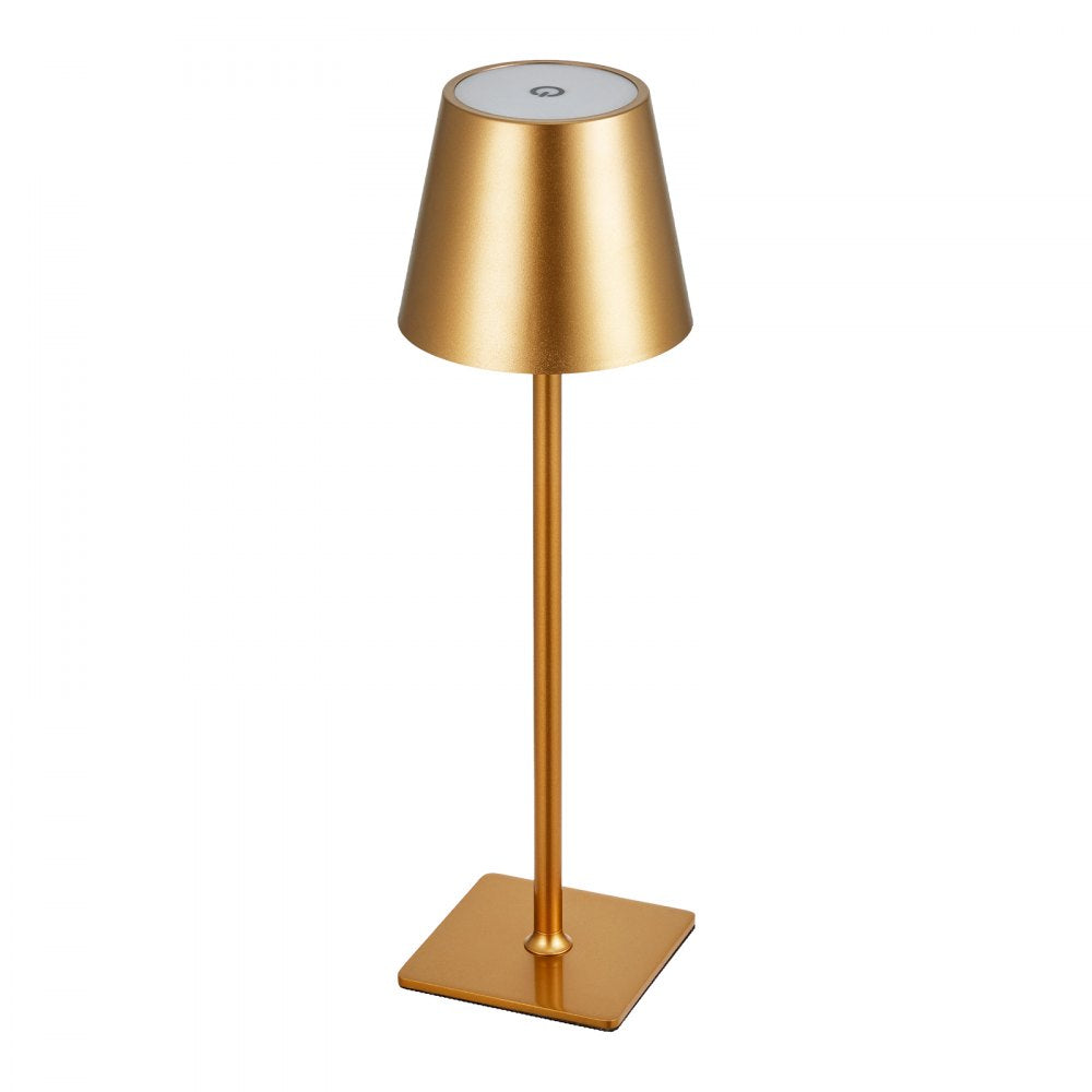 VEVOR Cordless Table Lamp, 2-Pack, 5200mAh Built-in Rechargeable Battery Desk Lamp, 3 Color Stepless Dimming Up, 3000-6500K Color Temperature, Table Light for Restaurant, Bedroom, Outdoor, Gold