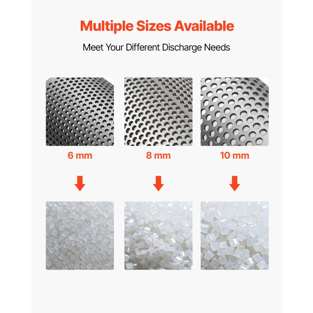 VEVOR Screen Mesh for Plastic Shredder, High-Quality Steel Durable Mesh, 0.236 in/6 mm High-Precision Aperture Screen, Compatible with Model 250 Plastic Grinder, Suitable for Micro Particle Recycling