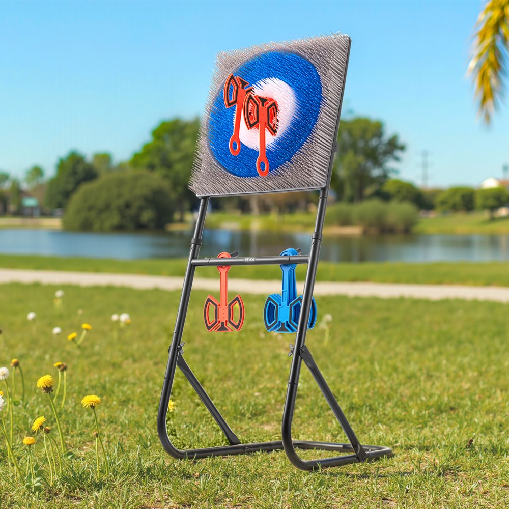 VEVOR Axe Throwing Game, Plastic Bristle Target with 8 Throwing Axes Set, Foldable Steel Frame, Easy to Store, Stable Placement for Indoor and Outdoor, Backyard, Yard and Carnival Games, Adults Kids