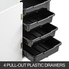 VEVOR Salon SPA Beauty Hairdressing Cart White Storage Trolley with 4 Drawers Rolling Wheels Lockable 2 Keys with Hairdryer Holder Space-Saving Side Tray