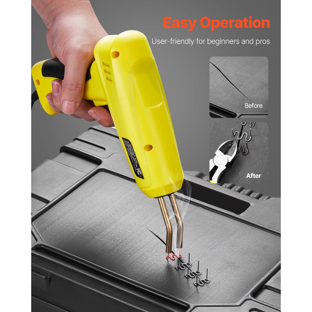 VEVOR Plastic Welding Kit, 220W Plastic Welder Gun with 1200PCS Hot Staples & 76PCS Welding Rods, Professional Hot Staple Welding Gun with LED Light, Carrying Case for Kayak, Toys, Car Bumper Repair