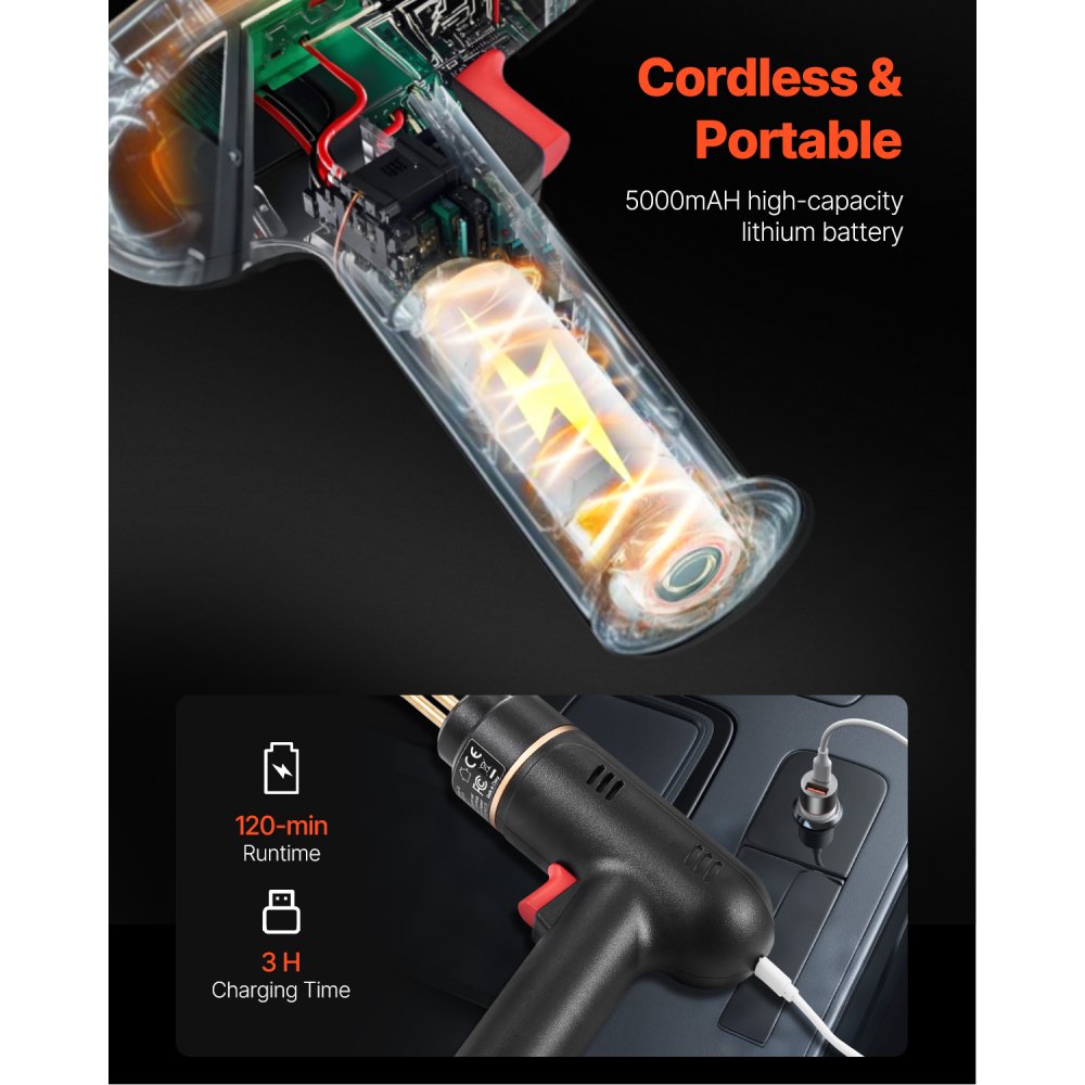VEVOR Cordless Plastic Welder, 120W Plastic Welding Gun with 400PCS 4 Types Hot Staples, Rechargeable Hot Staple Welding Gun, Plastic Car Bumper Repair Kit for Kayak, Toys, Plastic Crack Repair