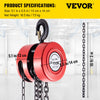 VEVOR Hand Chain Hoist, 2200 lbs /1 Ton Capacity Chain Block, 10ft/3m Lift Manual Hand Chain Block, Manual Hoist with Industrial-Grade Steel Construction for Lifting Good in Transport & Workshop, Red