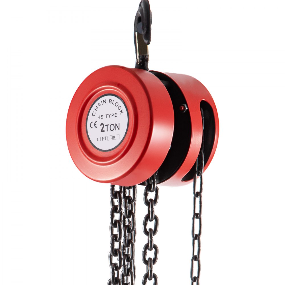 VEVOR Hand Chain Hoist, 4400 lbs /2 Ton Capacity Chain Block, 7ft/2m Lift Manual Hand Chain Block, Manual Hoist with Industrial-Grade Steel Construction for Lifting Good in Transport & Workshop, Red