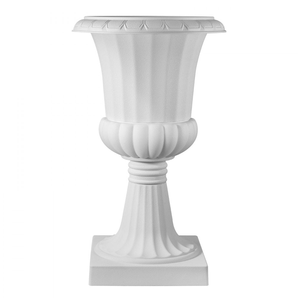 VEVOR Plastic Urn Planters, 15.8 x 26.4 Inch, 2 Pack White Classic Flower Pots Front Porch Planters, Indoor & Outdoor Vase for Wedding, Party, Event, Home, Stage, Garden, Balcony, Patio Decoration
