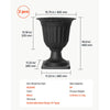 VEVOR Plastic Urn Planters 15.75"x18.9" 2 PCS Black Classic Urn Flower Pot, for Wedding, Party, Event, Home, Stage, Garden, Balcony, and Patio Decoration, Front Porch Planters, Indoor & Outdoor Vase