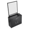 VEVOR Salon Organizer, Wall-Hanging Unit for Hairdressers, Complete with 3 Holders, Mirror, Dual-Door Storage, and Single Drawer, Black