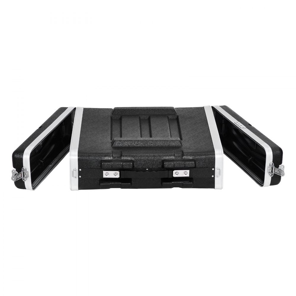 VEVOR 2U Rack Case, Standard 19 in Depth, Server Rack Cabinet with ABS Construction Handle Heavy-Duty Twist Butterfly Latches, Detachable Front & Back Panels, for Amps, Mixers, Microphone Receivers