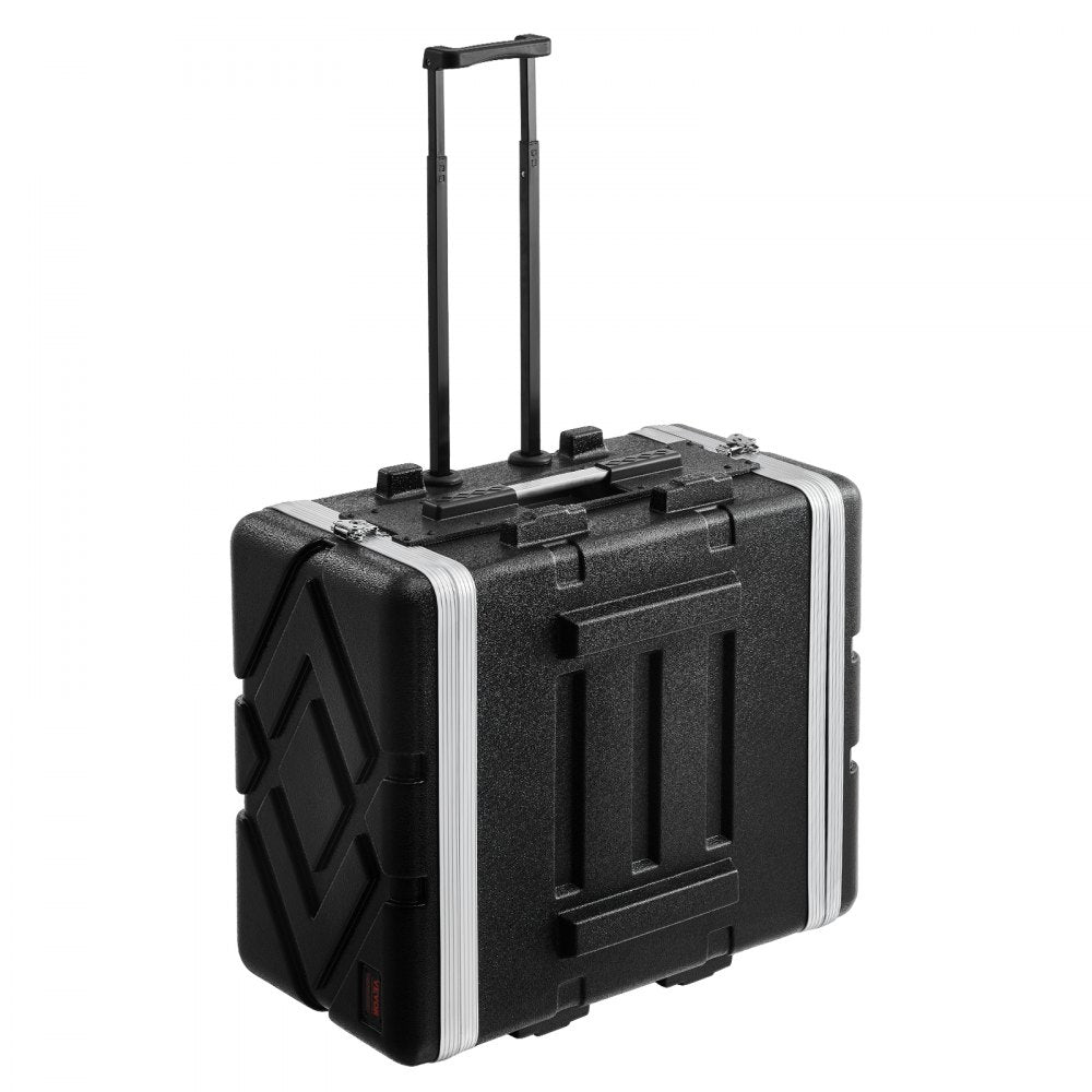 VEVOR 6U Rack Case, Standard 19 in Depth, Server Rack Cabinet with ABS Construction Wheels Heavy-Duty Twist Butterfly Latches, Detachable Front & Back Panels, for Amps, Mixers, Microphone Receivers