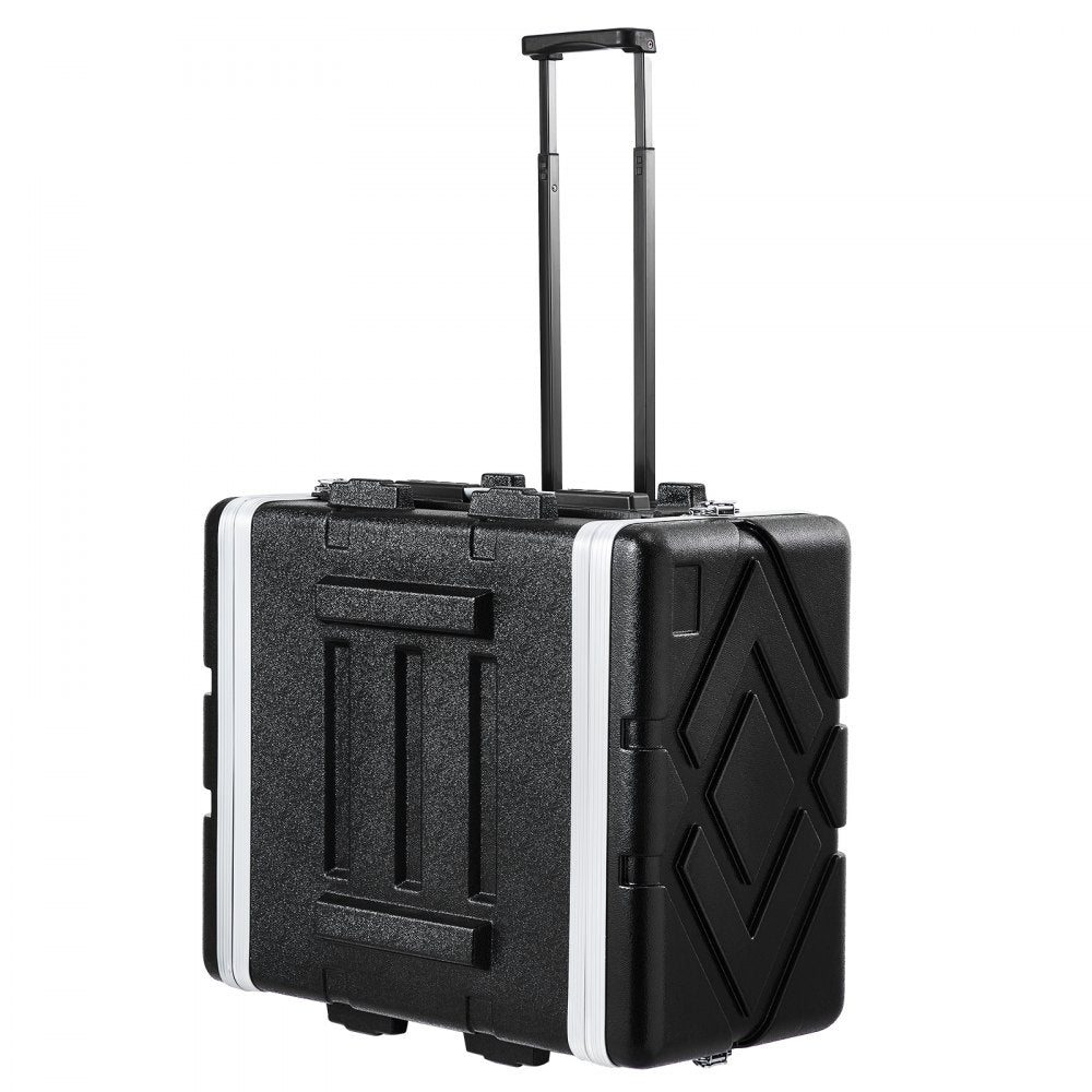 VEVOR 6U Rack Case, Standard 19 in Depth, Server Rack Cabinet with ABS Construction Wheels Heavy-Duty Twist Butterfly Latches, Detachable Front & Back Panels, for Amps, Mixers, Microphone Receivers