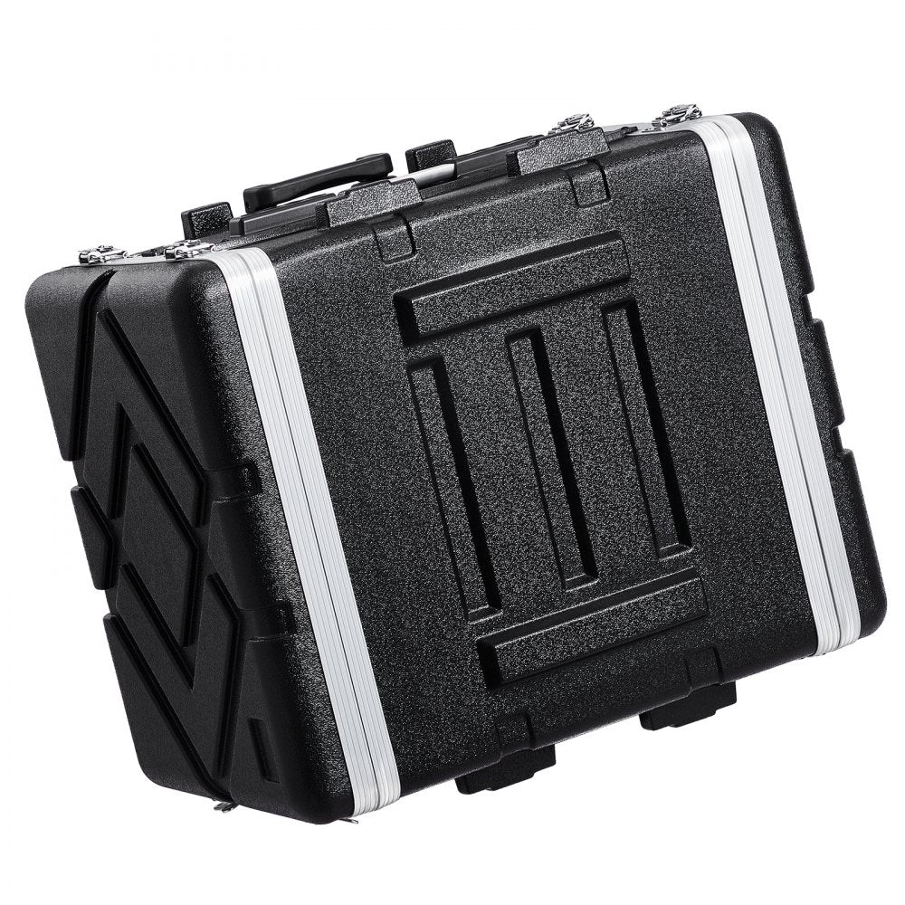 VEVOR 8U Rack Case, Standard 19 in Depth, Server Rack Cabinet with ABS Construction Wheels Heavy-Duty Twist Butterfly Latches, Detachable Front & Back Panels, for Amps, Mixers, Microphone Receivers