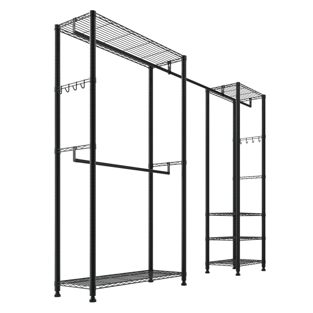 VEVOR Clothing Garment Rack, Heavy Duty Clothes Rack, Freestanding Clothes Racks with Steel Frame, 800 lbs Load Capacity Closet Wardrobe with Storage Shelves for Bedroom, Clothing Store, Hallway