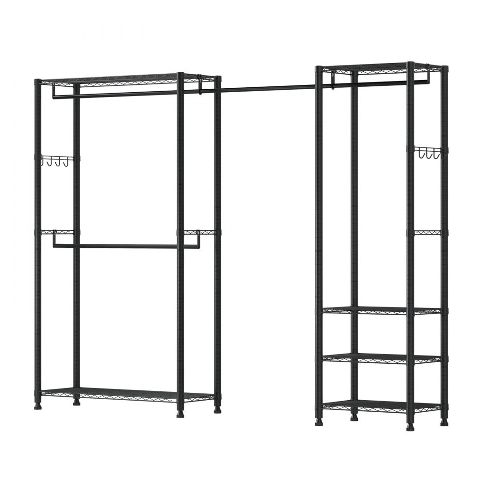 VEVOR Clothing Garment Rack, Heavy Duty Clothes Rack, Freestanding Clothes Racks with Steel Frame, 800 lbs Load Capacity Closet Wardrobe with Storage Shelves for Bedroom, Clothing Store, Hallway