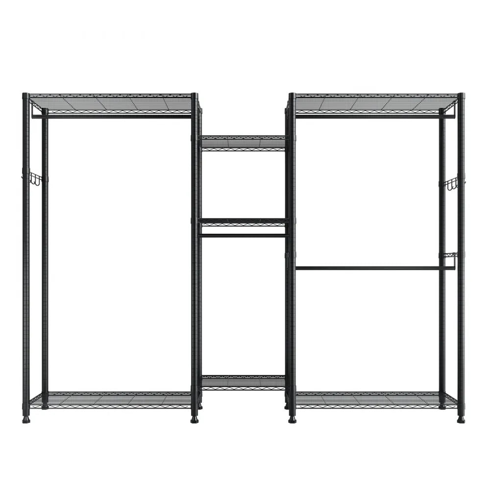 VEVOR Clothing Garment Rack, Heavy Duty Closet Wardrobe, 7 Adjustable Tiers Clothes Racks with Steel Frame, 850 lbs Load Capacity Clothes Rack with 4 Hanging Rods for Bedroom, Clothing Store, Hallway