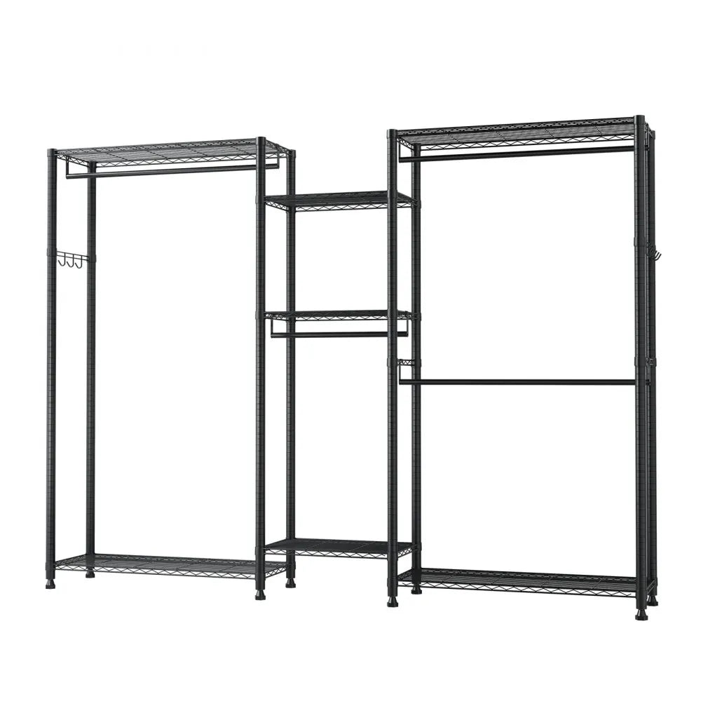 VEVOR Clothing Garment Rack, Heavy Duty Closet Wardrobe, 7 Adjustable Tiers Clothes Racks with Steel Frame, 850 lbs Load Capacity Clothes Rack with 4 Hanging Rods for Bedroom, Clothing Store, Hallway