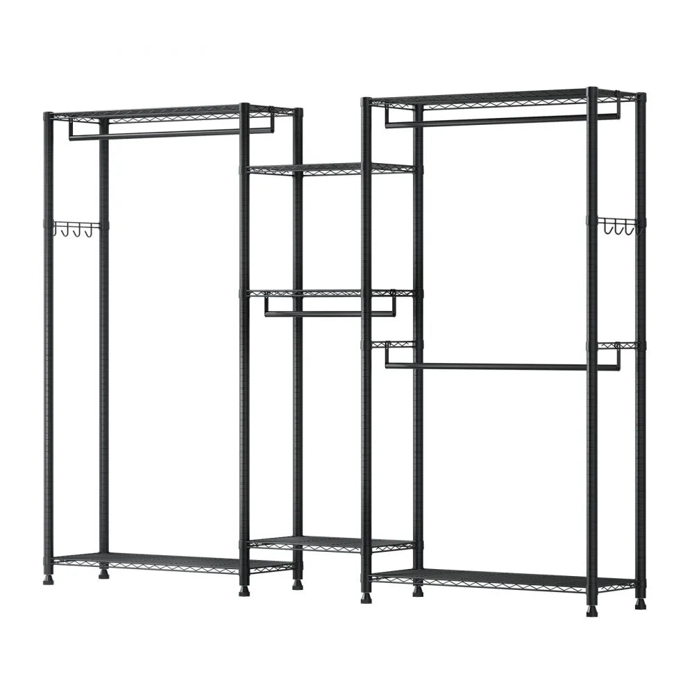 VEVOR Clothing Garment Rack, Heavy Duty Closet Wardrobe, 7 Adjustable Tiers Clothes Racks with Steel Frame, 850 lbs Load Capacity Clothes Rack with 4 Hanging Rods for Bedroom, Clothing Store, Hallway