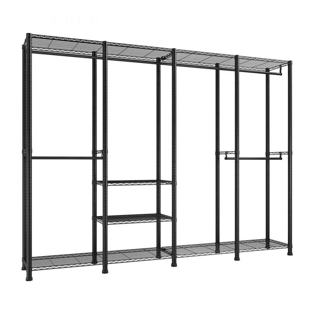 VEVOR Clothing Garment Rack, Heavy Duty Closet Wardrobe, Adjustable Tiers Clothes Racks with Steel Frame, 1100 lbs Load Capacity Clothes Rack with 4 Hanging Rods for Bedroom, Clothing Store, Hallway
