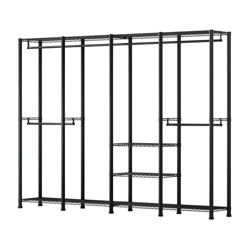 VEVOR Clothing Garment Rack, Heavy Duty Closet Wardrobe, Adjustable Tiers Clothes Racks with Steel Frame, 1100 lbs Load Capacity Clothes Rack with 4 Hanging Rods for Bedroom, Clothing Store, Hallway